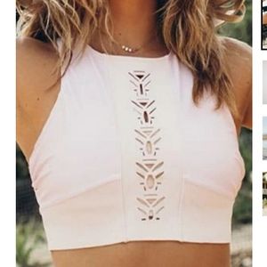 Nani Laser Cut Crop Swim Top